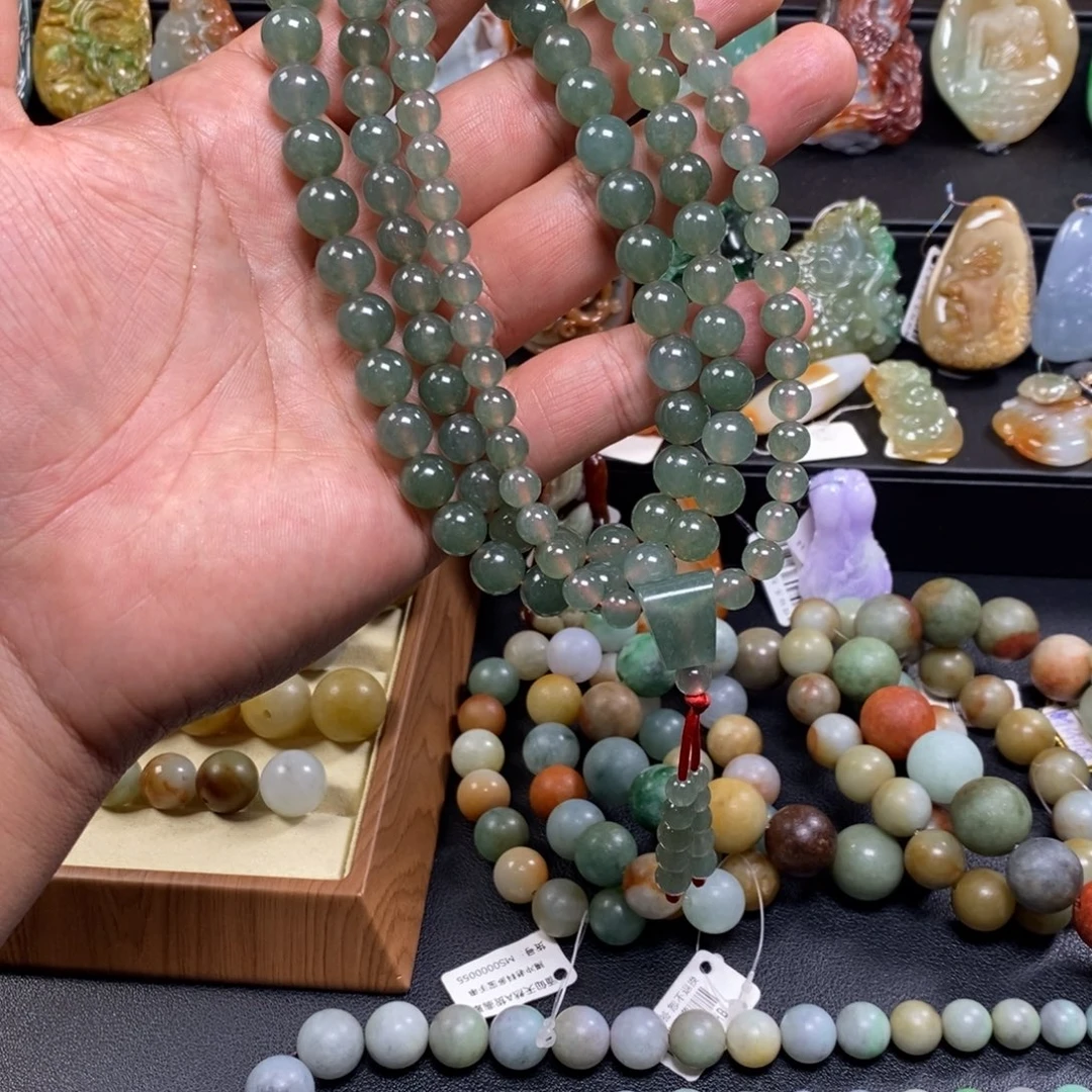 翡翠未镶嵌手串蓝水塔链