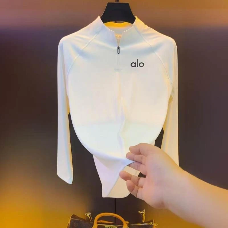 2025男士气质必备alo半拉链运动休闲时尚长袖上衣百搭修身速干T恤