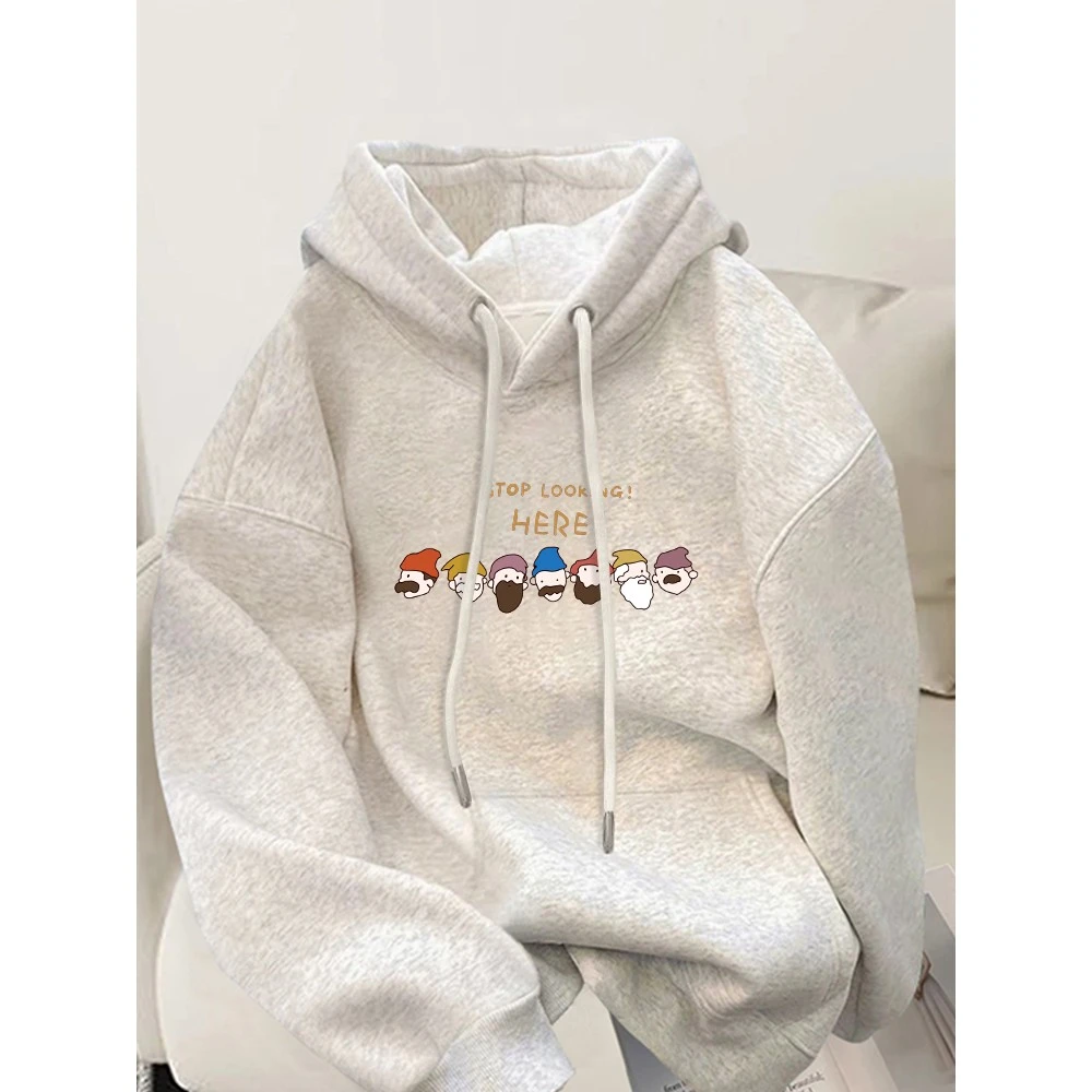 女大童秋季白灰色连帽卫衣女学生2025爆款加绒帽衫卡通上衣外套