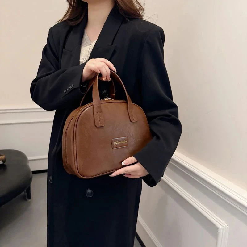 化妆包包女款爆款2026新款油蜡皮复古化妆包女大容量时尚高级感