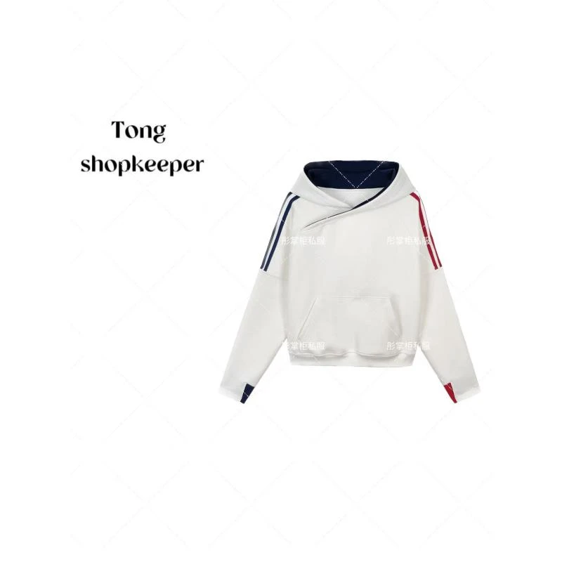 TT-QJ/彤掌柜1681401 春季2025新款撞色设计简约条纹显瘦拼接卫衣