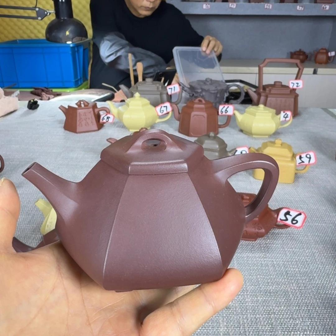 牛***闪紫泥茶壶全手工制作