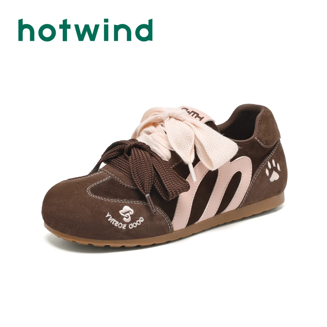 Hotwind/热风2025新款双鞋带休闲百搭平底舒适不累脚时尚德训鞋女