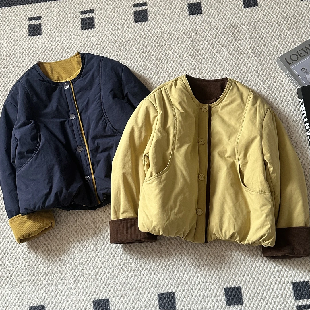 【米可家】高品质翻边袖撞色棉服外套258938