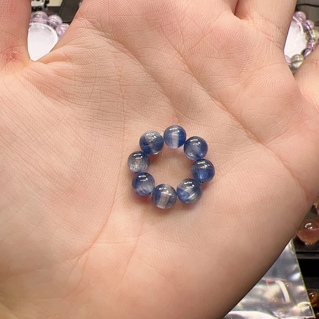 饿***鱼水晶未镶嵌手链sg7蓝晶石跑环5mm