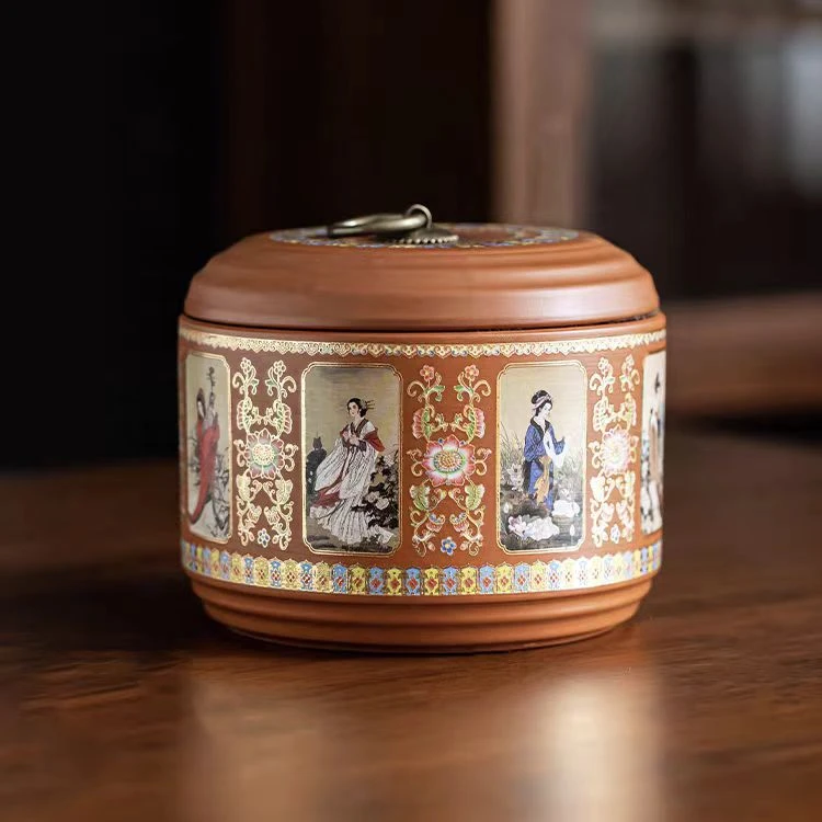 四大美人紫砂茶叶罐