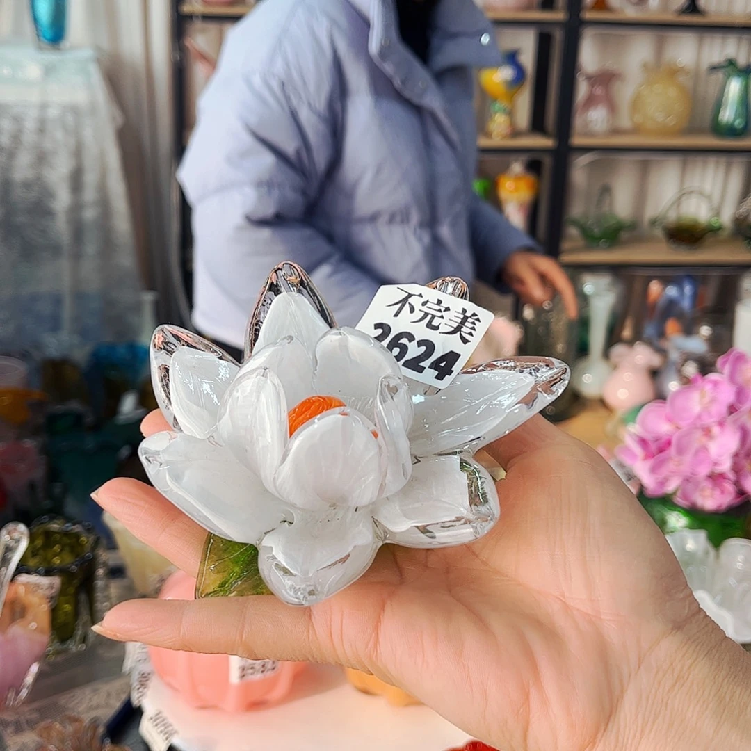 2624 莲花摆件家悦琉璃工艺品不完美