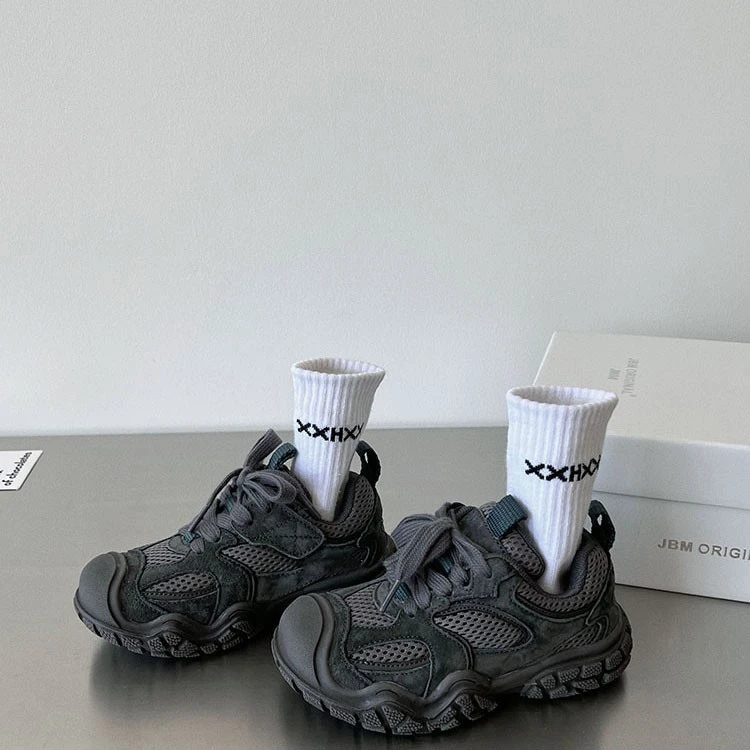 ABC韩版复古儿童老爹鞋2025秋季款男童运动鞋女童休闲软底登山鞋