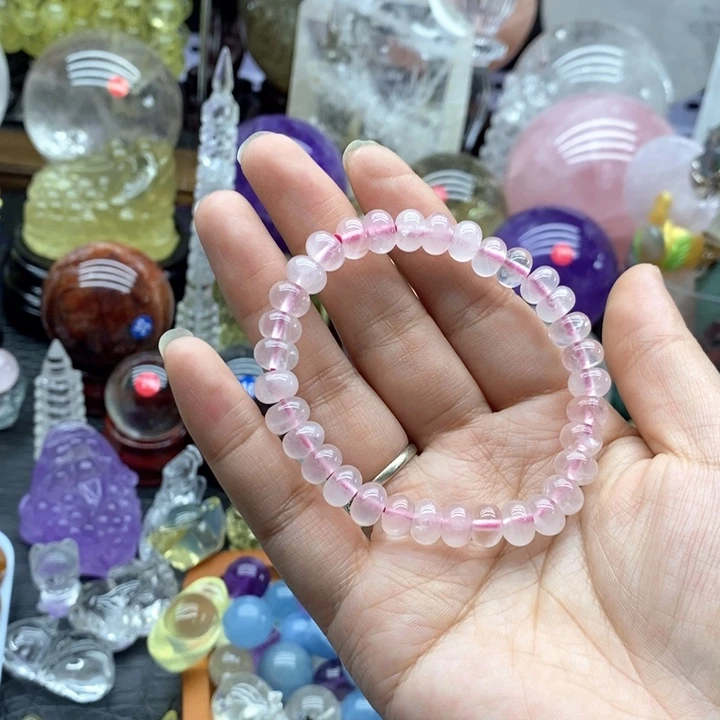 石材天然粉水晶手串