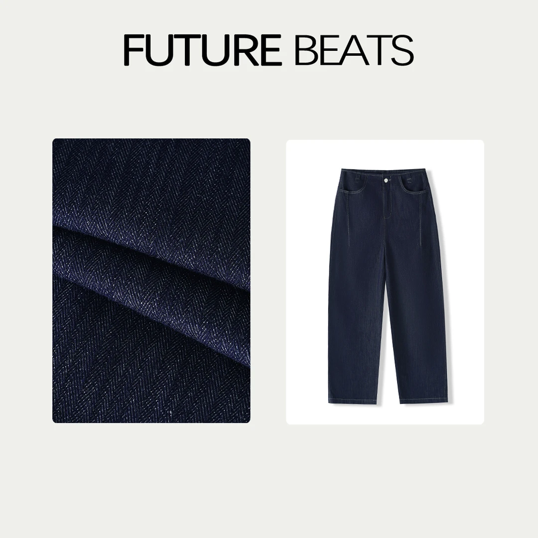 FUTURE BEATS夏季重磅百搭款简约亚麻弯刀裤九分牛仔裤SDY27301