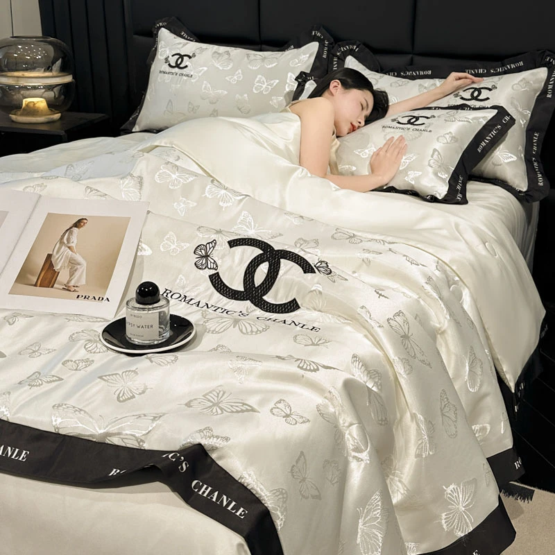 欧式轻奢A类提花绣花宽边夏凉被四件套凉感丝滑夏被空调被四件套