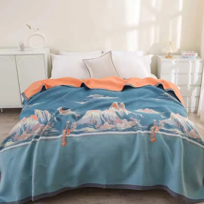 XDONGY（冬云家纺）240*250 山清水秀 高定头等舱莱赛尔纱布床盖