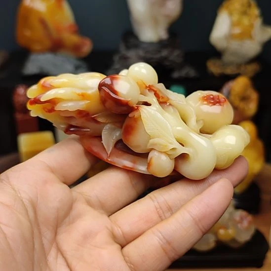 寿山石印石手把件手把件