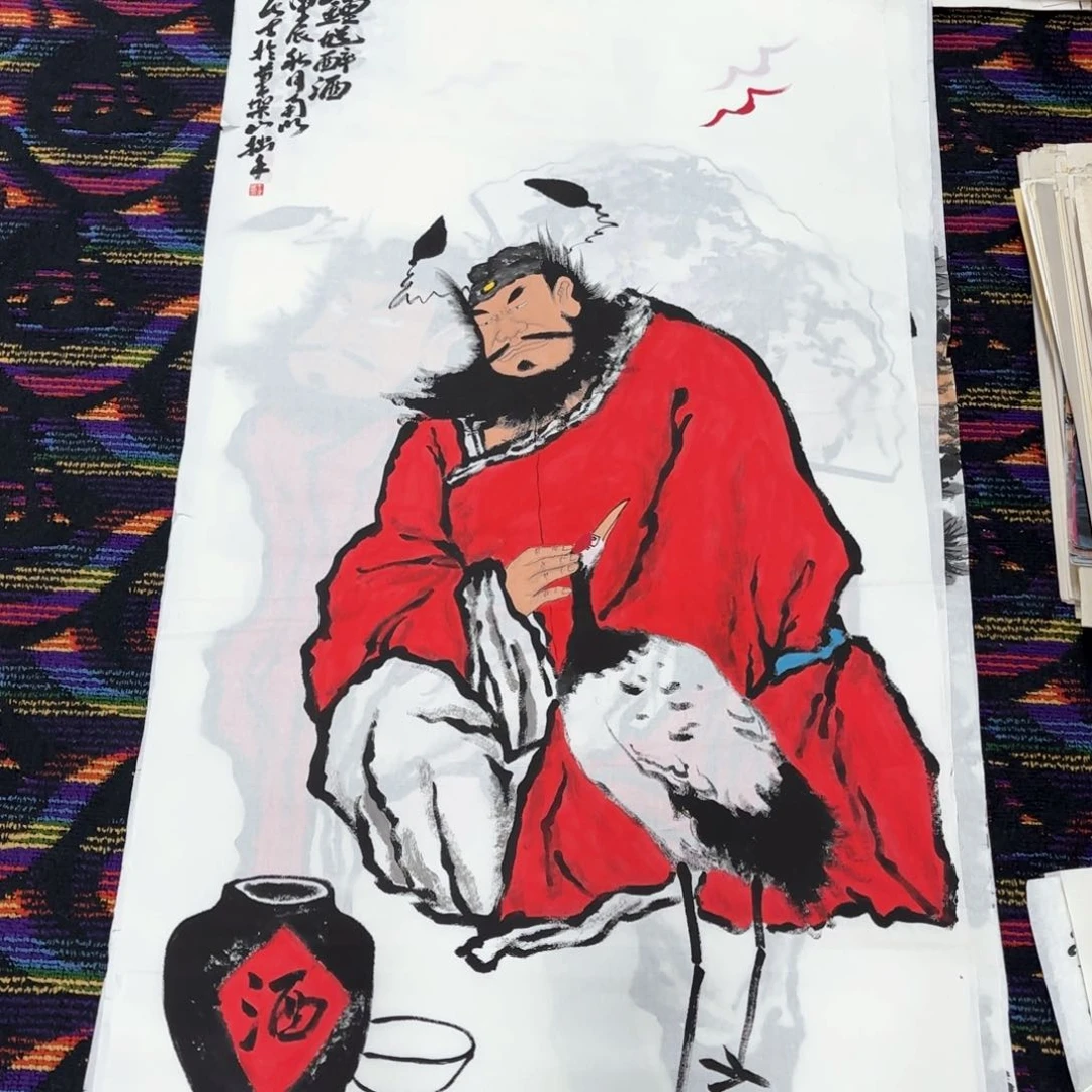 国画丁立民四尺童