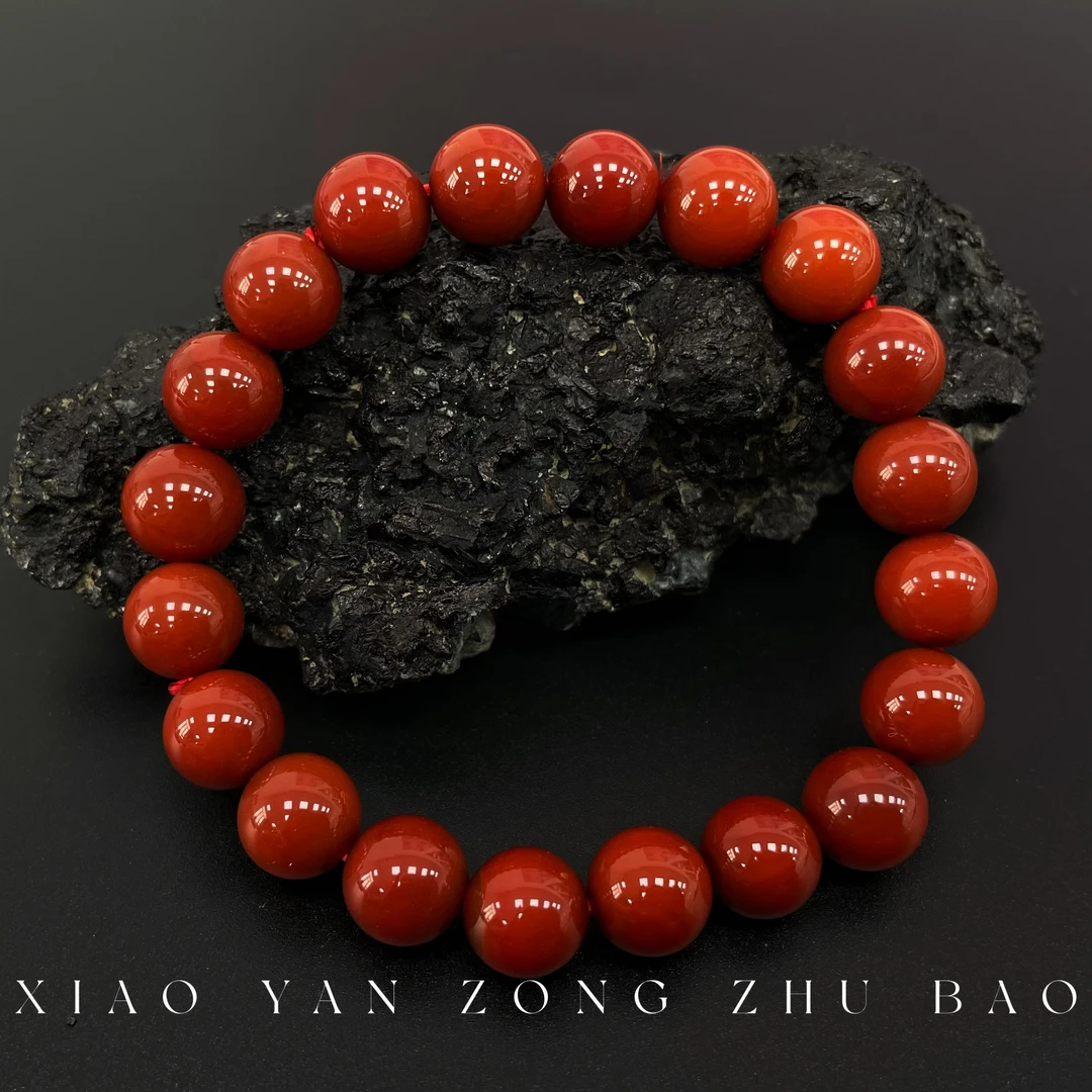 【小杨总珠宝】Y8305【开播福利】天然柿子红柿子锦10mm圆珠单圈手串