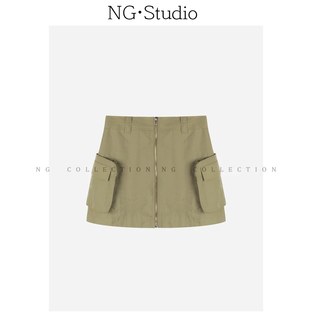 【NG·Studio】时髦口袋设计高腰A字工装半身短裙NGX5BSQ3021