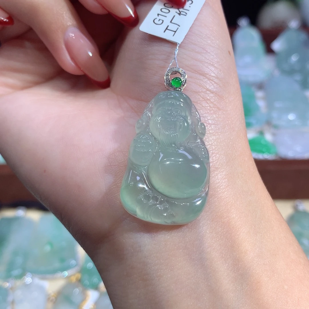吊坠(不含链)18K金镶嵌翡翠