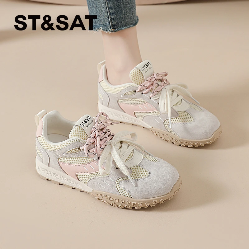 星期六透气德训鞋女款2025夏季爆款网面阿甘鞋运动鞋户外登山女鞋