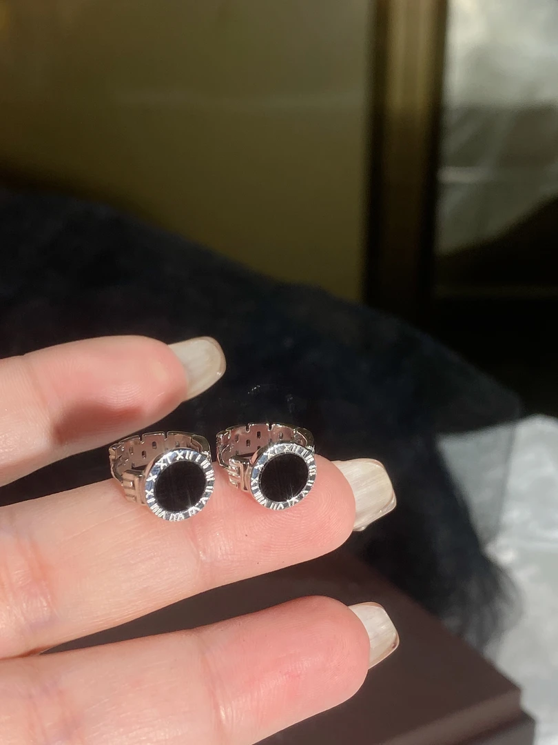 925银银制品 925银黑玛罗马数字耳环