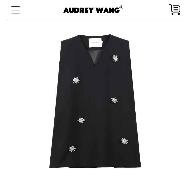 AUDREYWANG“低调美学”松弛感含羊毛钉珠马甲12081