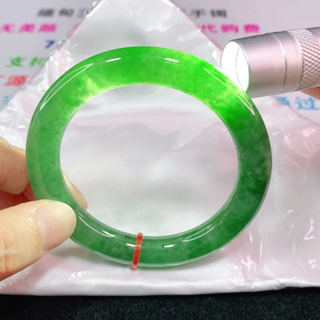 未镶嵌手镯翡翠57圈口圆条