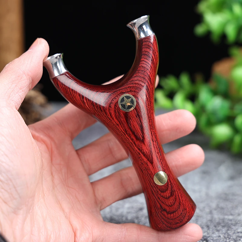 75五星快压飞虎弹弓檀木手柄高精度弹弓