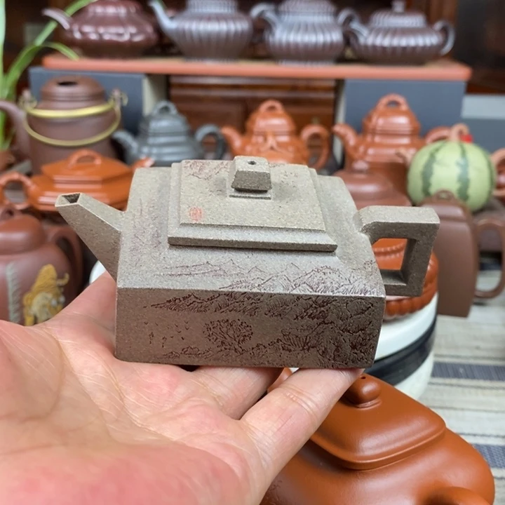 茶壶紫砂方山逸士120CC原矿特高温老青段