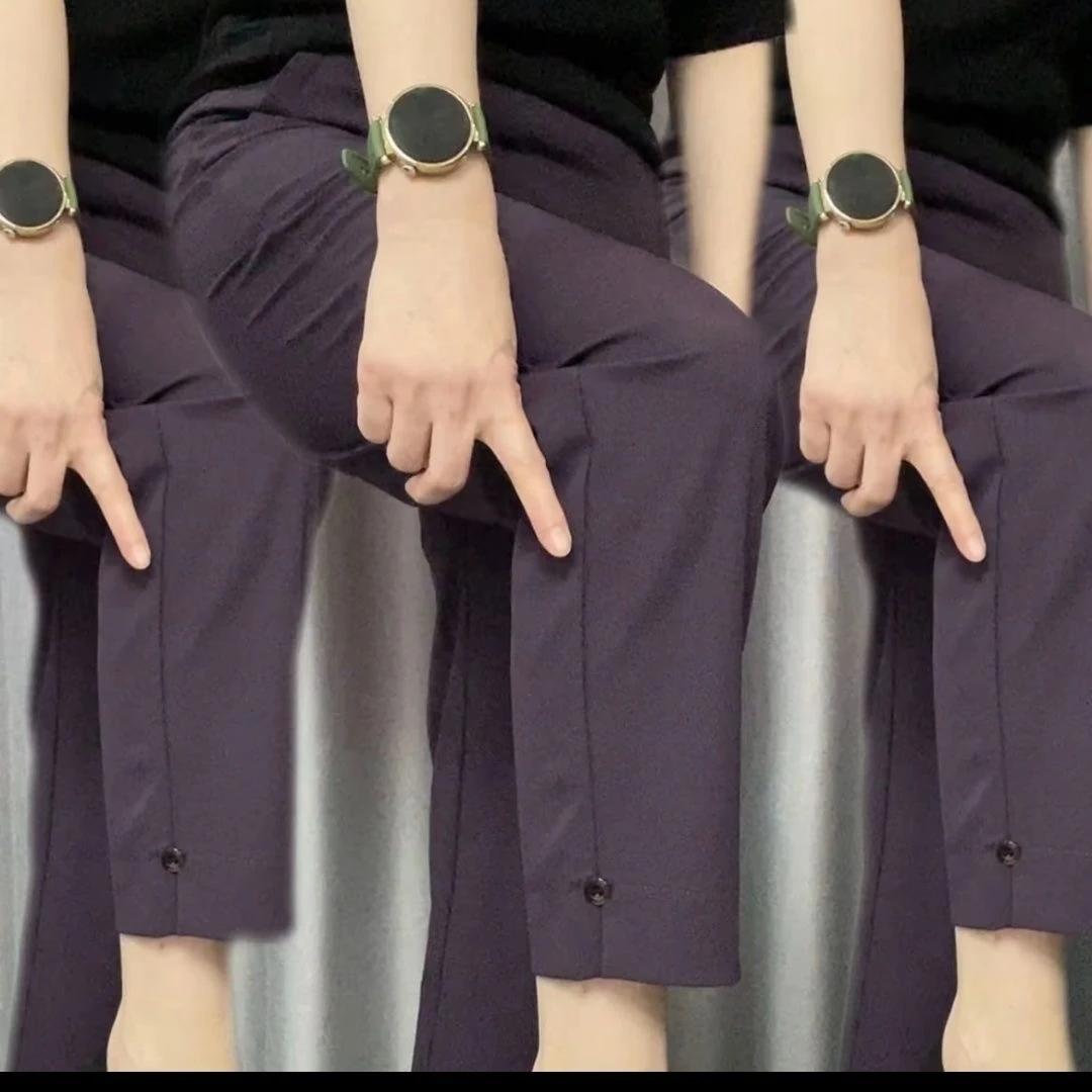 新连接春季薄款新款休闲裤高腰高弹宽松显瘦小直筒