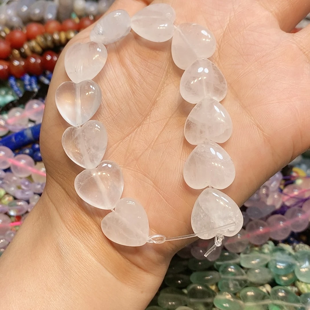 玛瑙/玉髓散珠天然白水晶爱心16m m