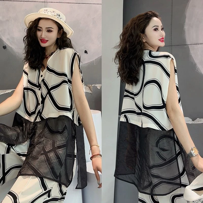 欧货印花高级感外套女装2024夏季新款时尚设计宽松大码上衣-3009