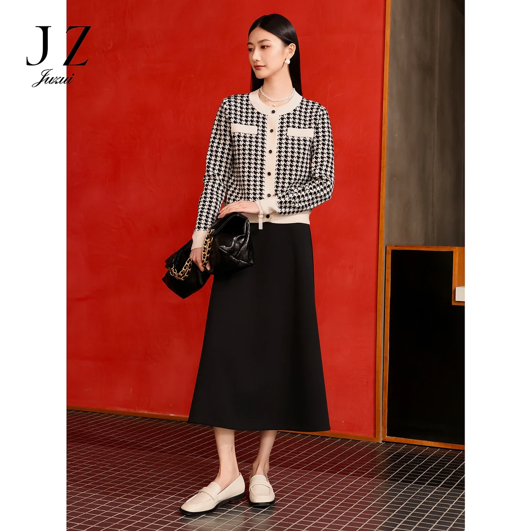 JZ玖姿【星线好物】JWEQ20001商场同款赫本风简约三醋酸半身裙女