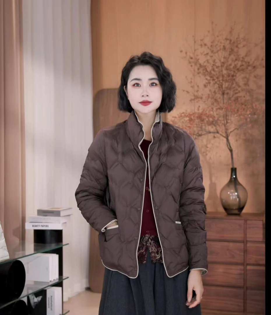 孜禾定制冬季羽绒服90绒短款休闲时尚立领保暖女款