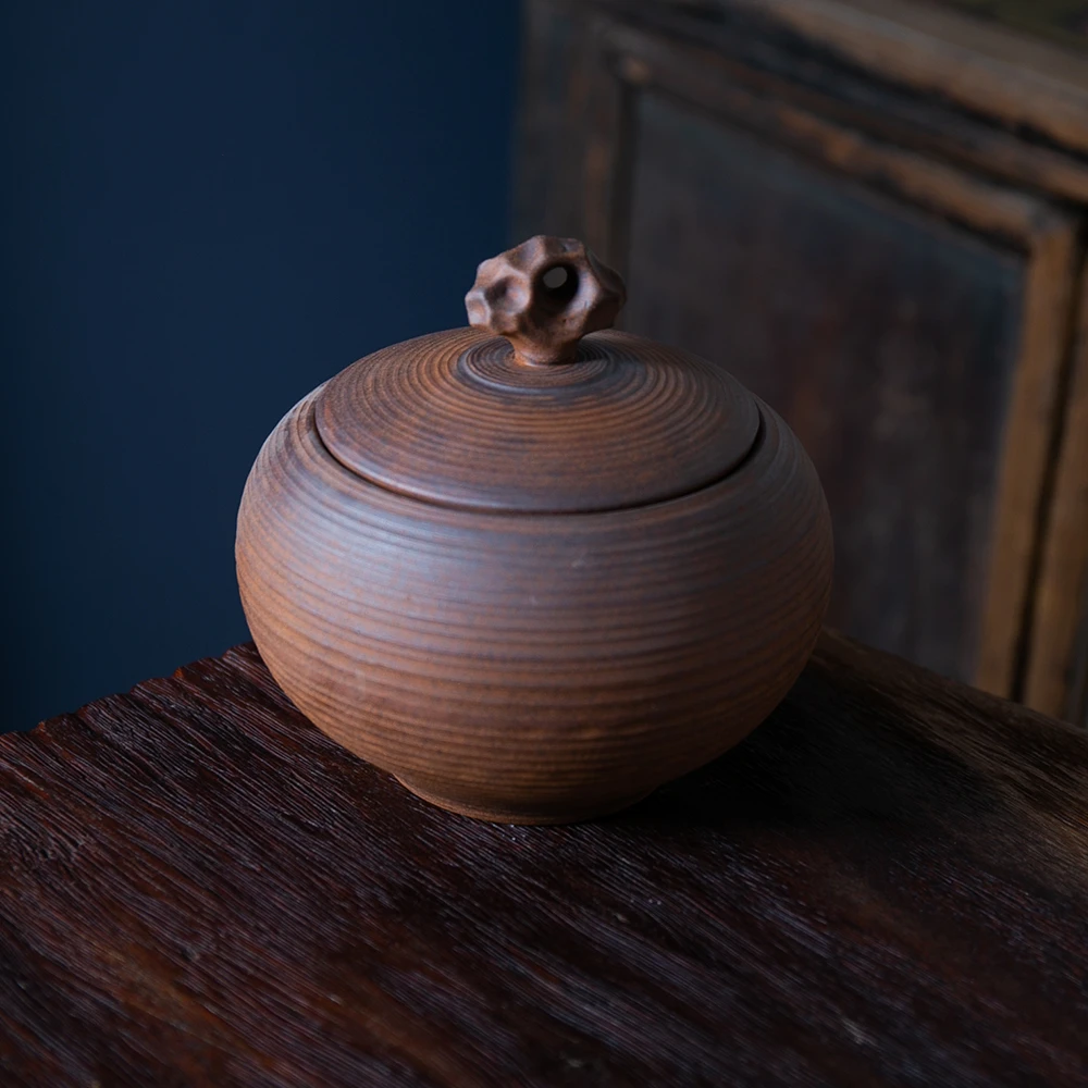 【老岩泥】粗陶圆福茶叶罐.1322.复古装茶叶罐陶瓷粗陶密封罐