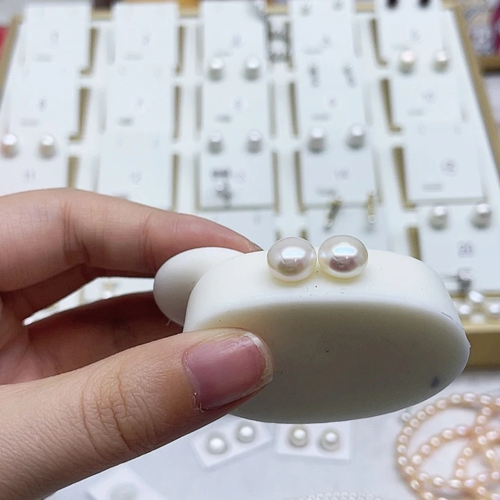 淡水珍珠耳饰银S925镶嵌楠*