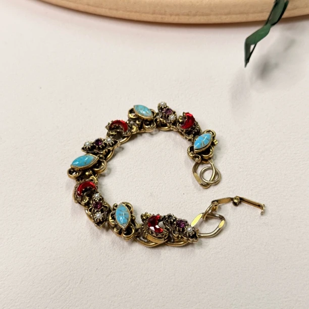 铜合金合成锆石手链 【六六中古】孤品精美手链th6833手围18