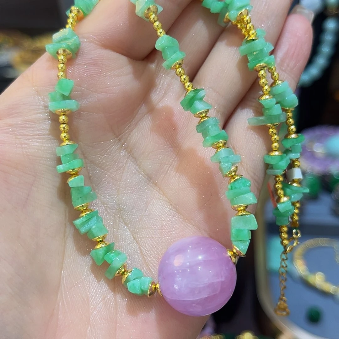 翡翠未镶嵌项链碎银