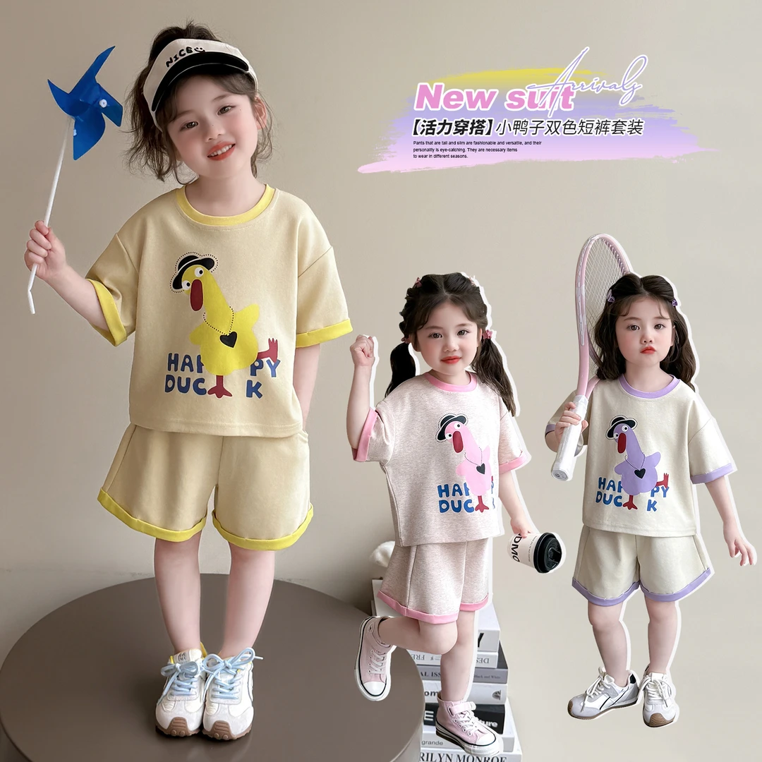 女童夏装套装儿童休闲两件套2025新款洋气女宝宝小孩夏季时髦衣服