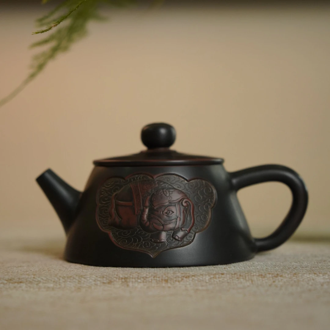 陶礼【吉祥】广西钦州坭兴陶茶壶一壶150ml两杯带礼盒