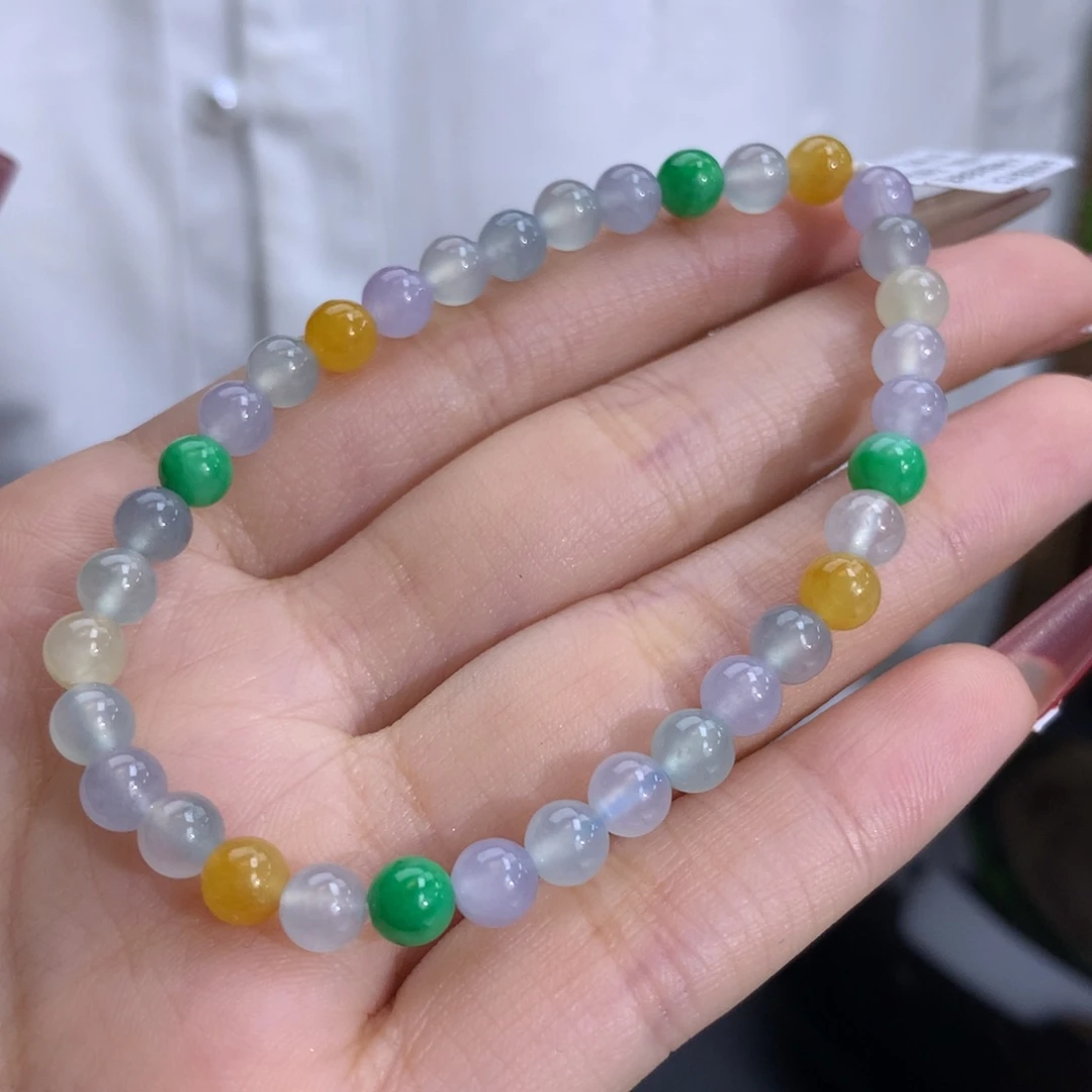 翡翠手链未镶嵌卡5.5冰种多宝