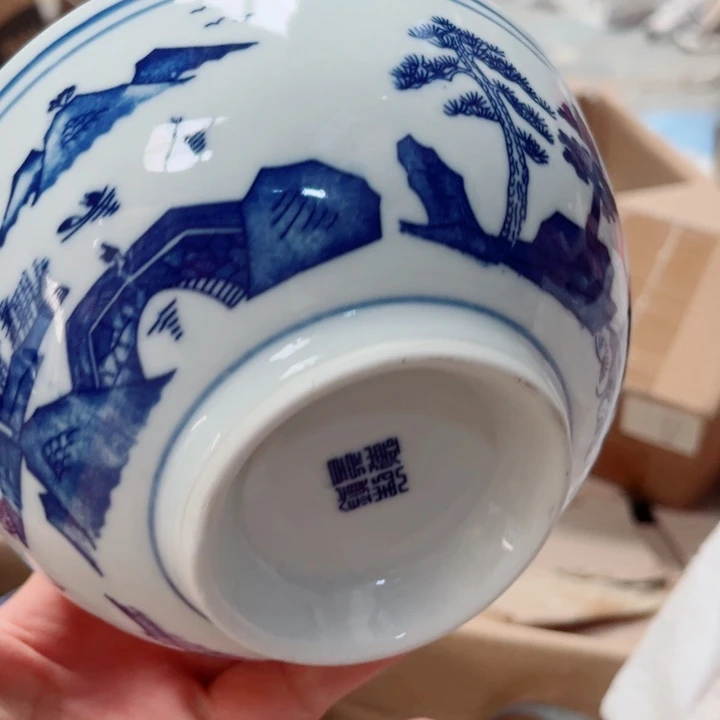 青花玲珑6寸面碗梧桐