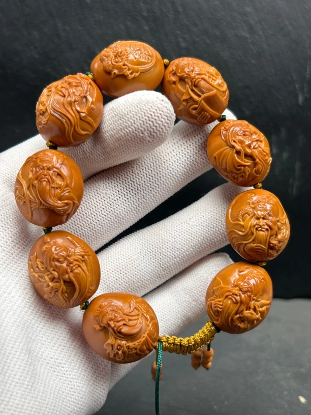 苏工名家橄榄核雕文玩手链手串关公将军令手串