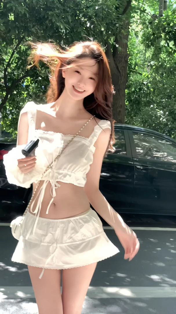 美式辣妹纯欲风浪漫农场风刺绣露腰套装女吊带上衣半身裙两件套