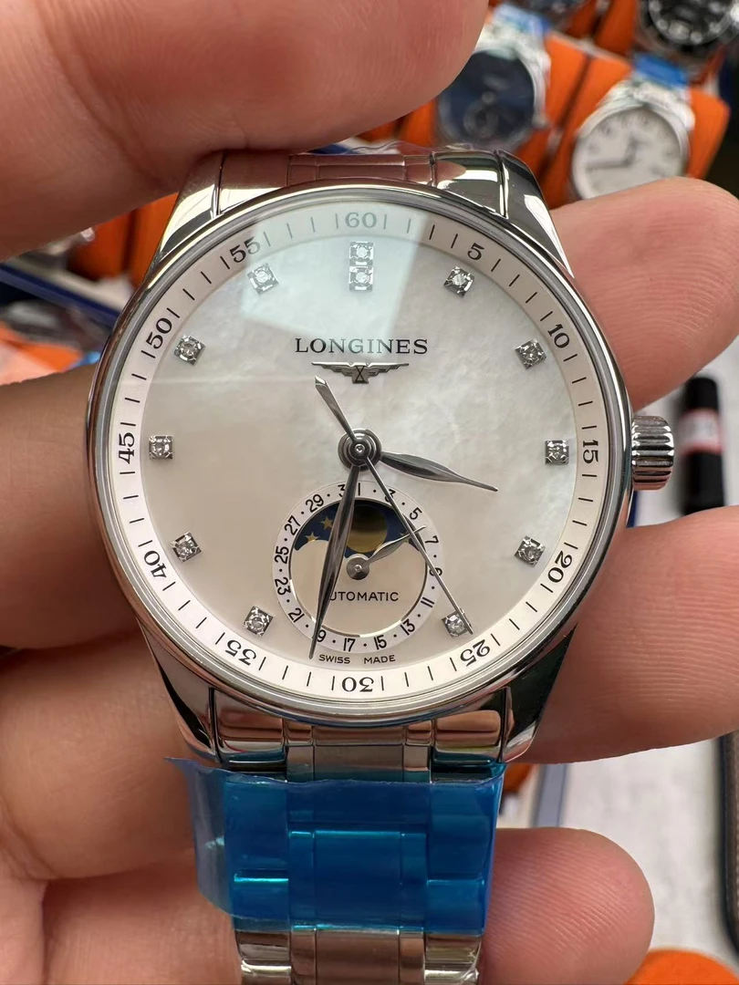 99新 Longines/浪琴 L2.409.4.87.6/名匠409四针月相女表/34表径