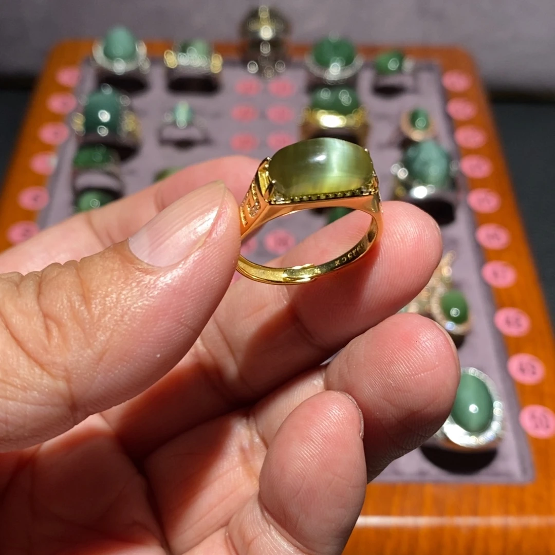 端***尘和田玉（碧玉）银S925镶嵌戒指