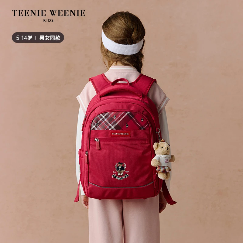 TeenieWeenieKids25新款男女童1-6年级格纹两件套书包TKAT25F794A