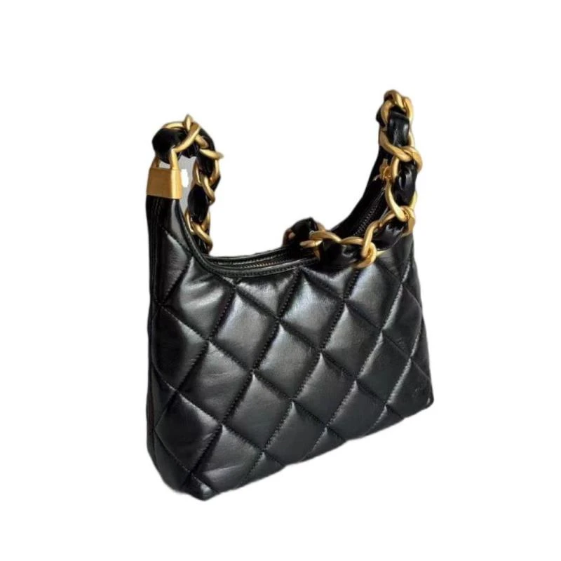 【DIDA】轻奢豪华时尚潮流女士斜挎hobo黑色菱格休闲单肩斜挎包