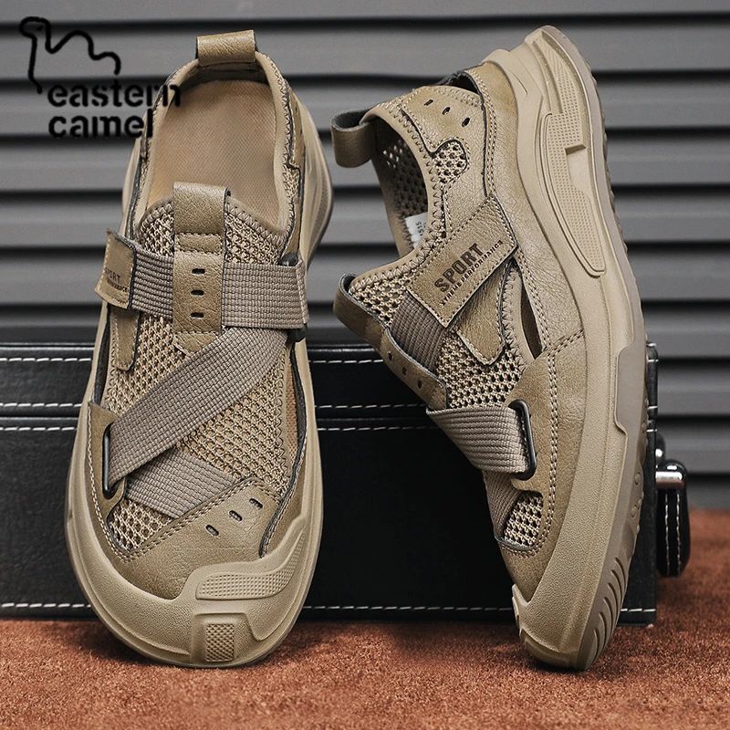 东方骆驼网面鞋男士夏季2025新款防滑包头凉鞋男薄款溯溪沙滩男鞋