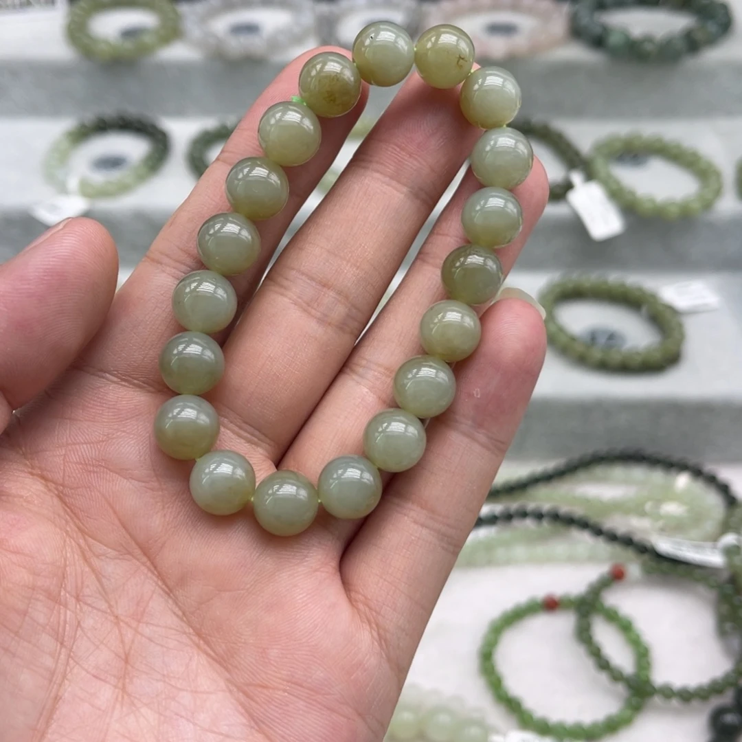 和田玉未镶嵌手串卡10糖青