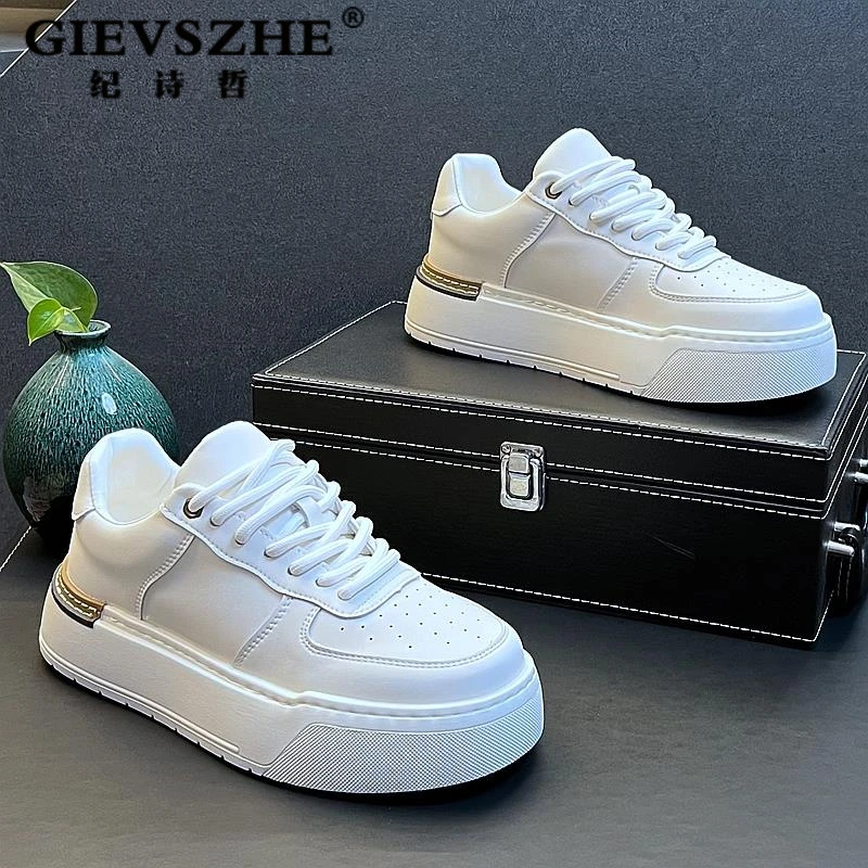 纪诗哲低帮潮流增高白色板鞋男鞋百搭男时尚鞋厚耐磨情侣低帮板鞋