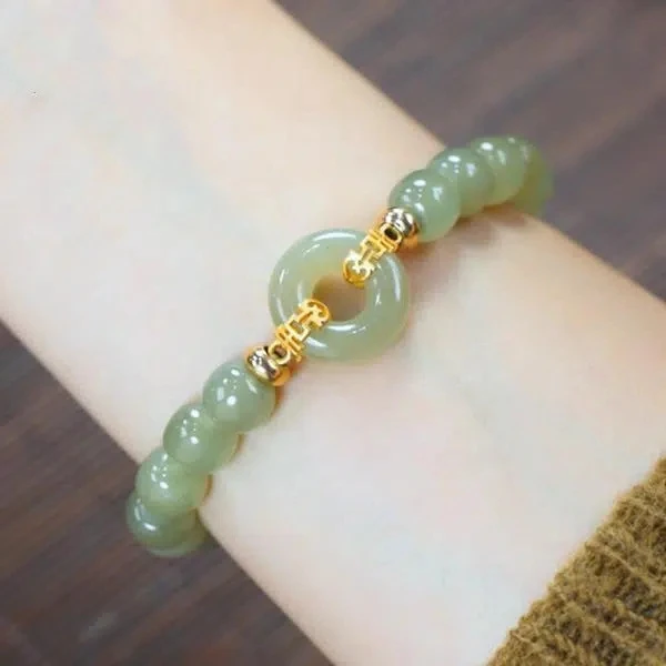 合金树脂手链 【艺凡】天然仿和田玉手串复古典雅小众设计感手链七